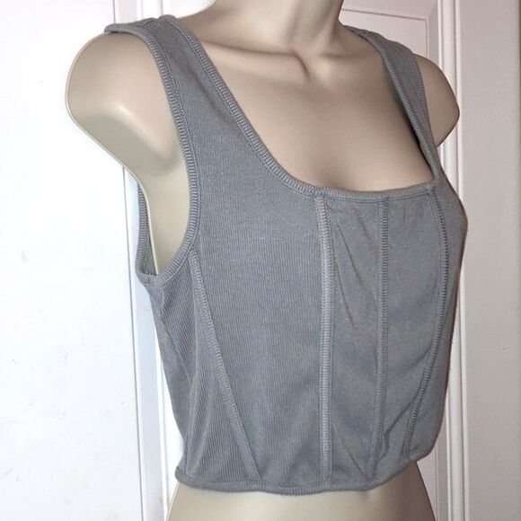 SINCERELY JULES Corset Bustier Gray Grey Crop Top Womens Large - Picture 2 of 9